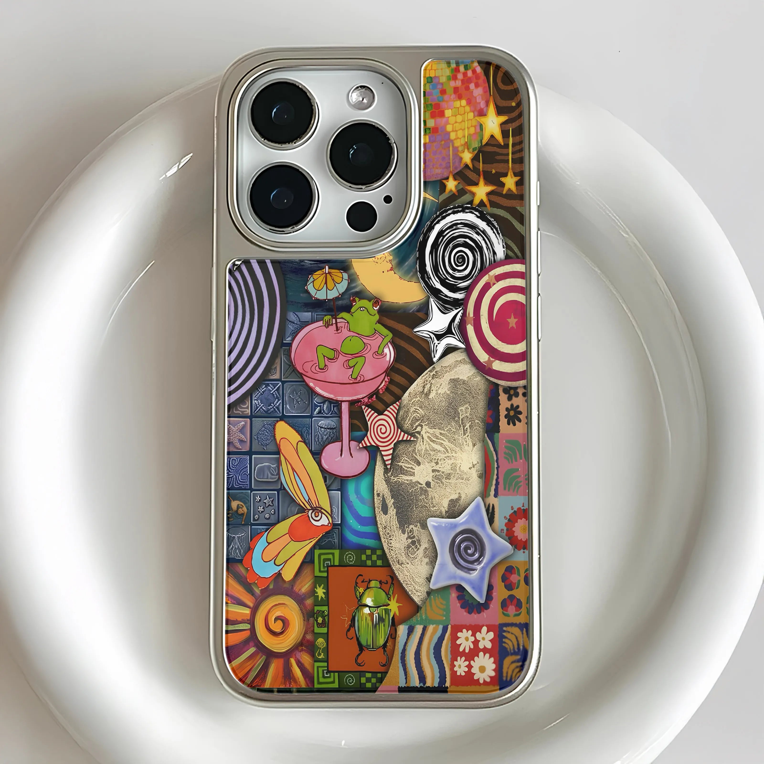 Holographic Chrome Phone Case - Colorful Funky Patterns