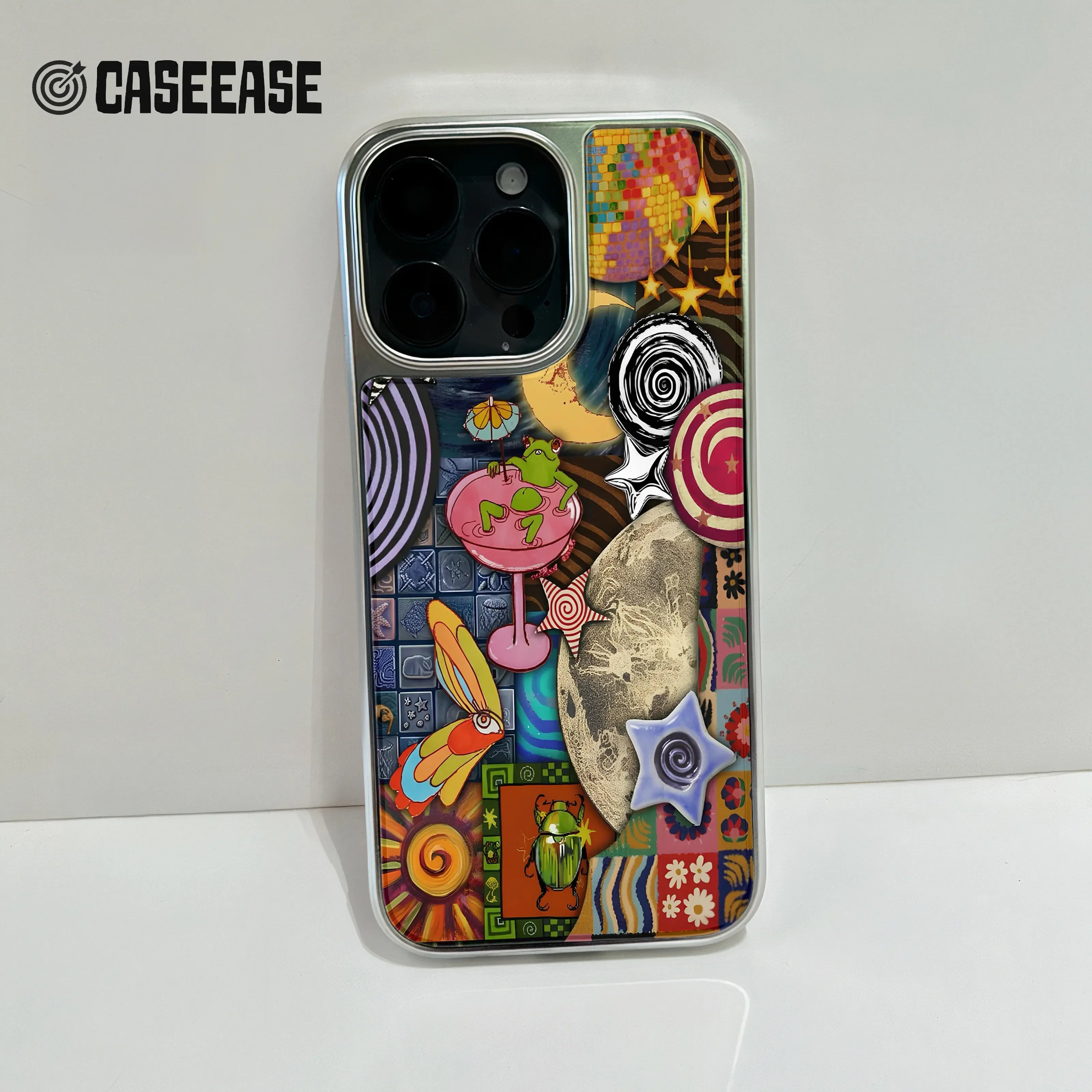 Holographic Chrome Phone Case - Colorful Funky Patterns