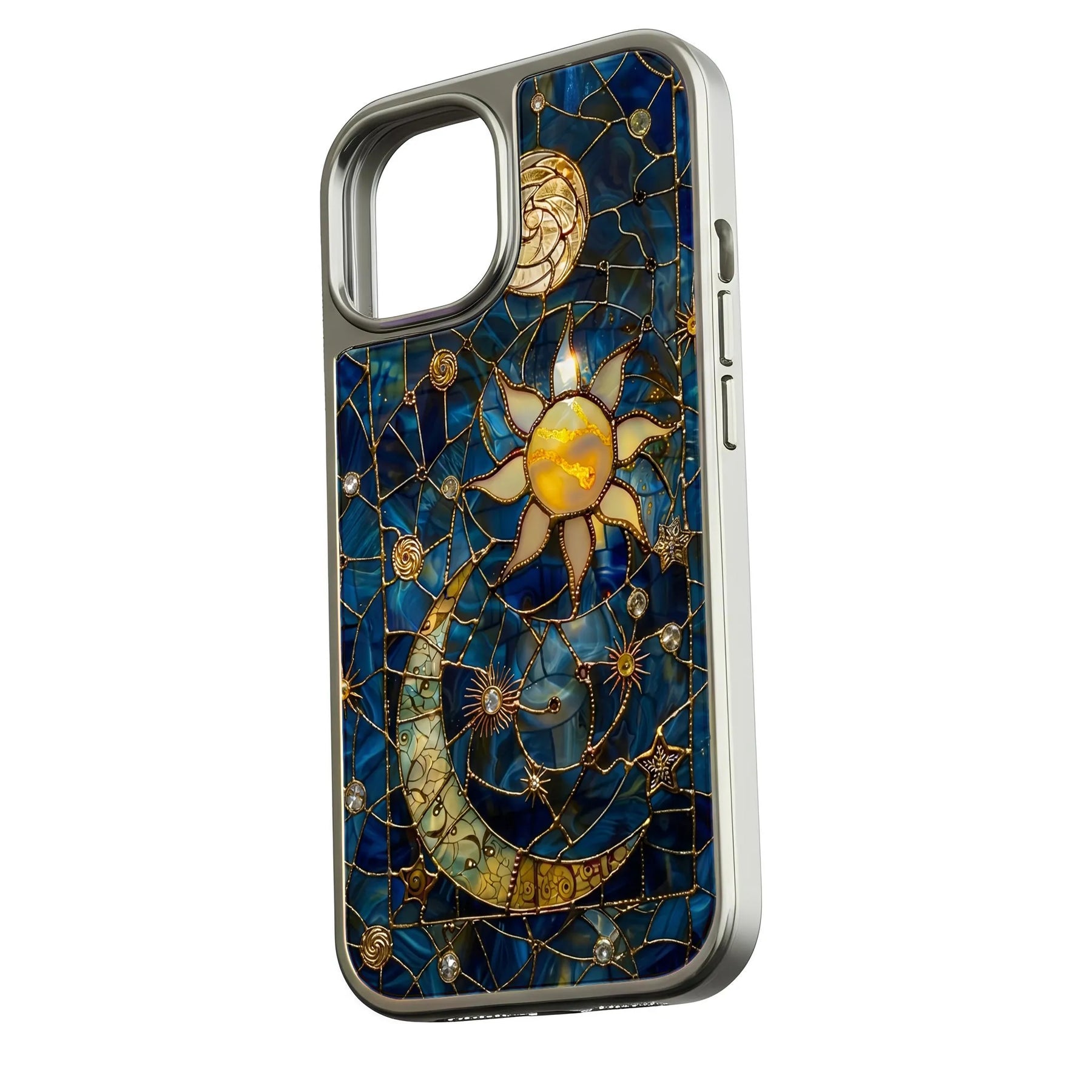 Holographic Chrome Moon and Sun Phone Case - Celestial Design