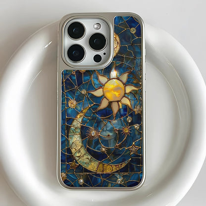 Holographic Chrome Moon and Sun Phone Case - Celestial Design