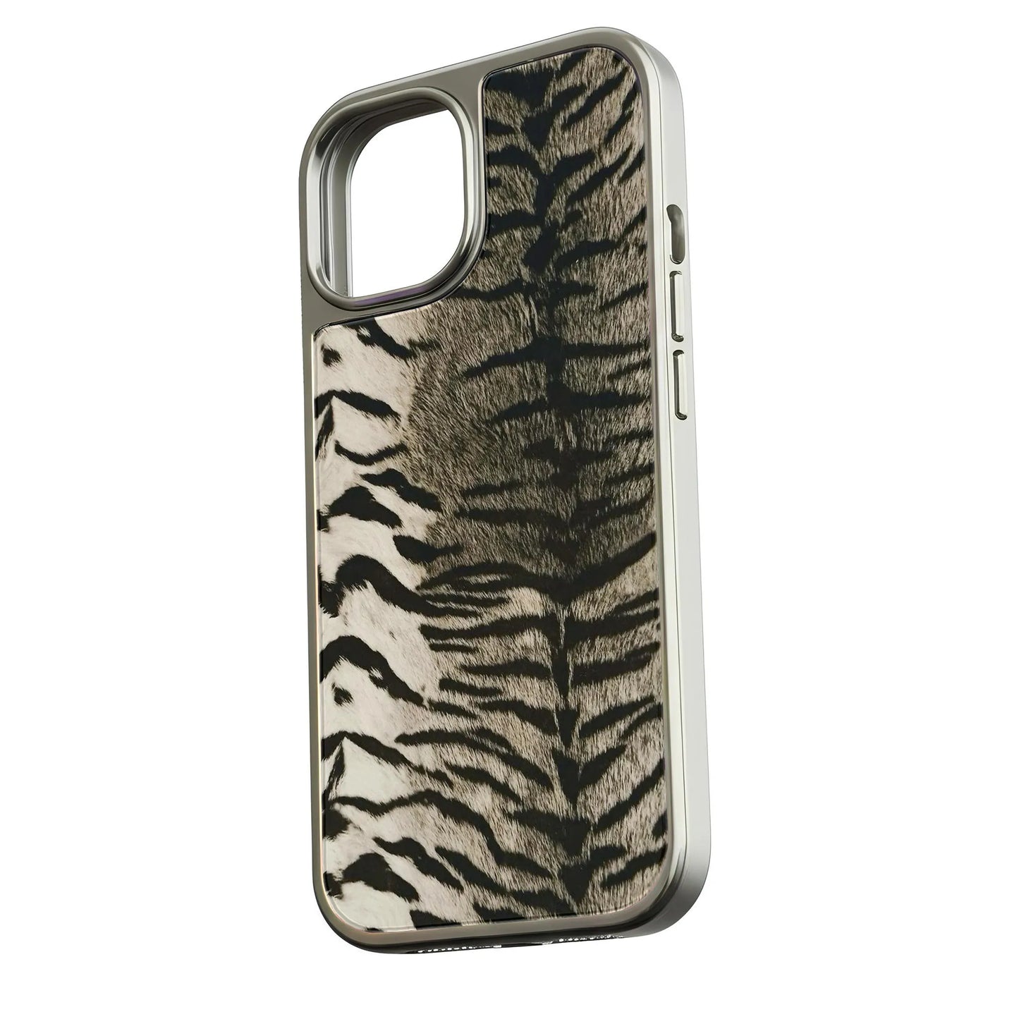 Holographic Chrome Tiger Stripes Phone Case - Wild Feline Design