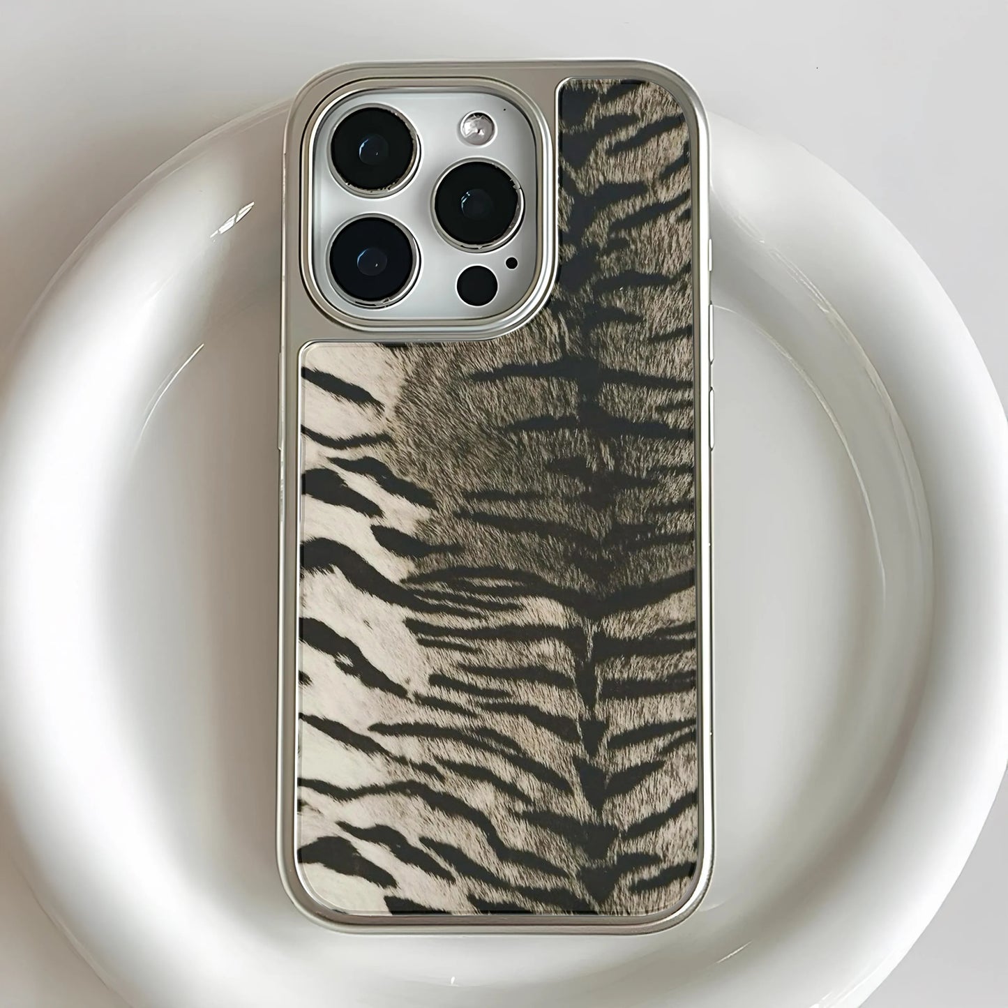 Holographic Chrome Tiger Stripes Phone Case - Wild Feline Design