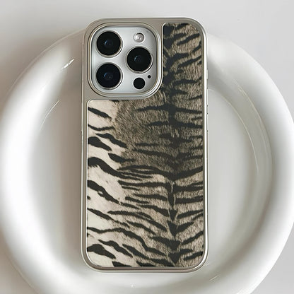 Holographic Chrome Tiger Stripes Phone Case - Wild Feline Design