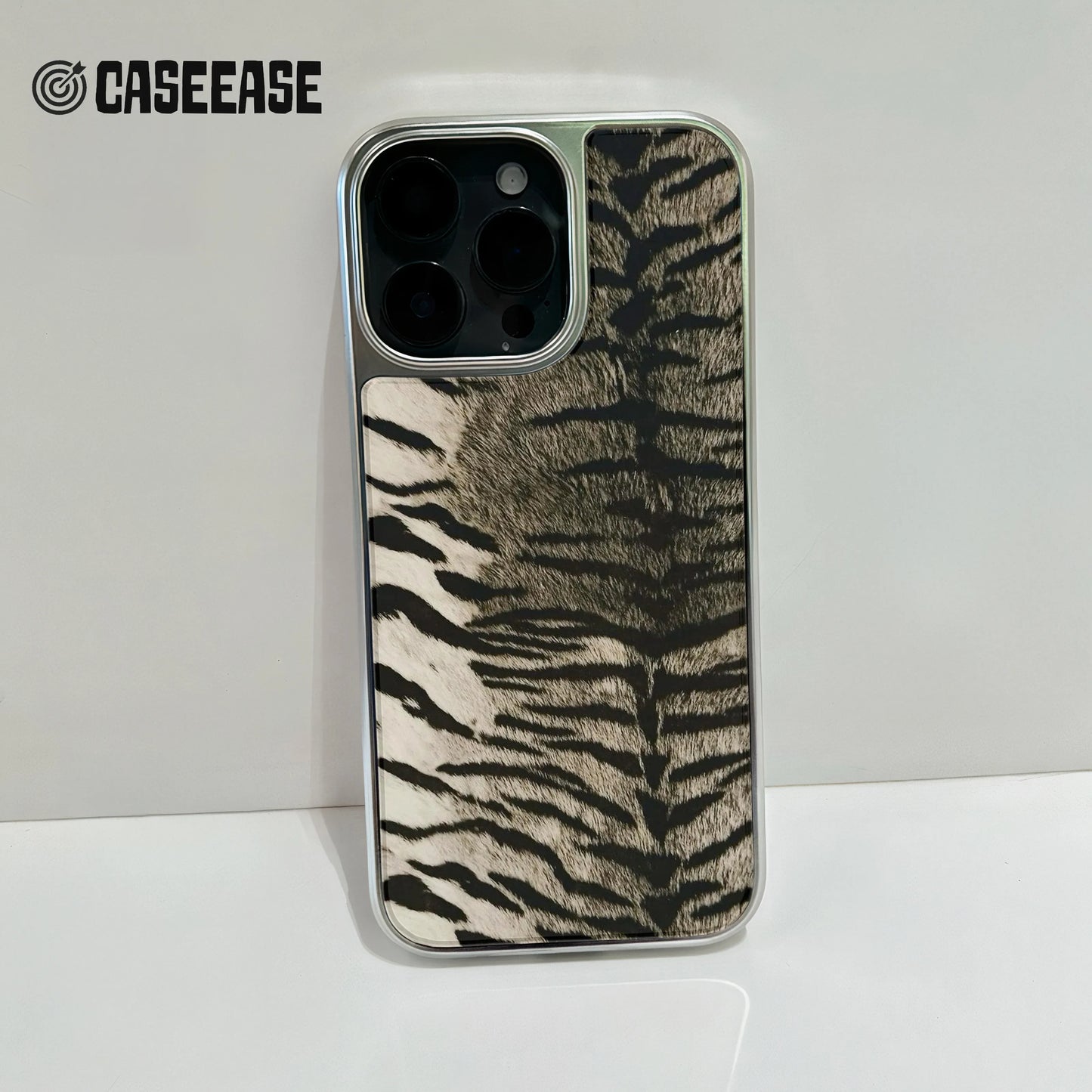Holographic Chrome Tiger Stripes Phone Case - Wild Feline Design
