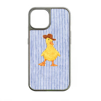 Holographic Chrome Duck Phone Case - Playful Cowboy Design