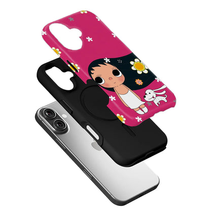 Cute Girl and Dog Pink Phone Case