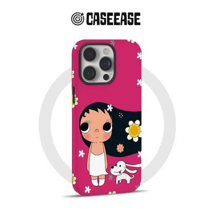 Cute Girl and Dog Pink Phone Case