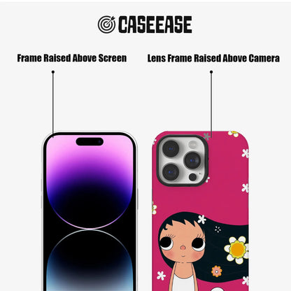 Cute Girl and Dog Pink Phone Case