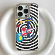 Funda holográfica cromada con diseño de estrella de rock: música y diseño colorido