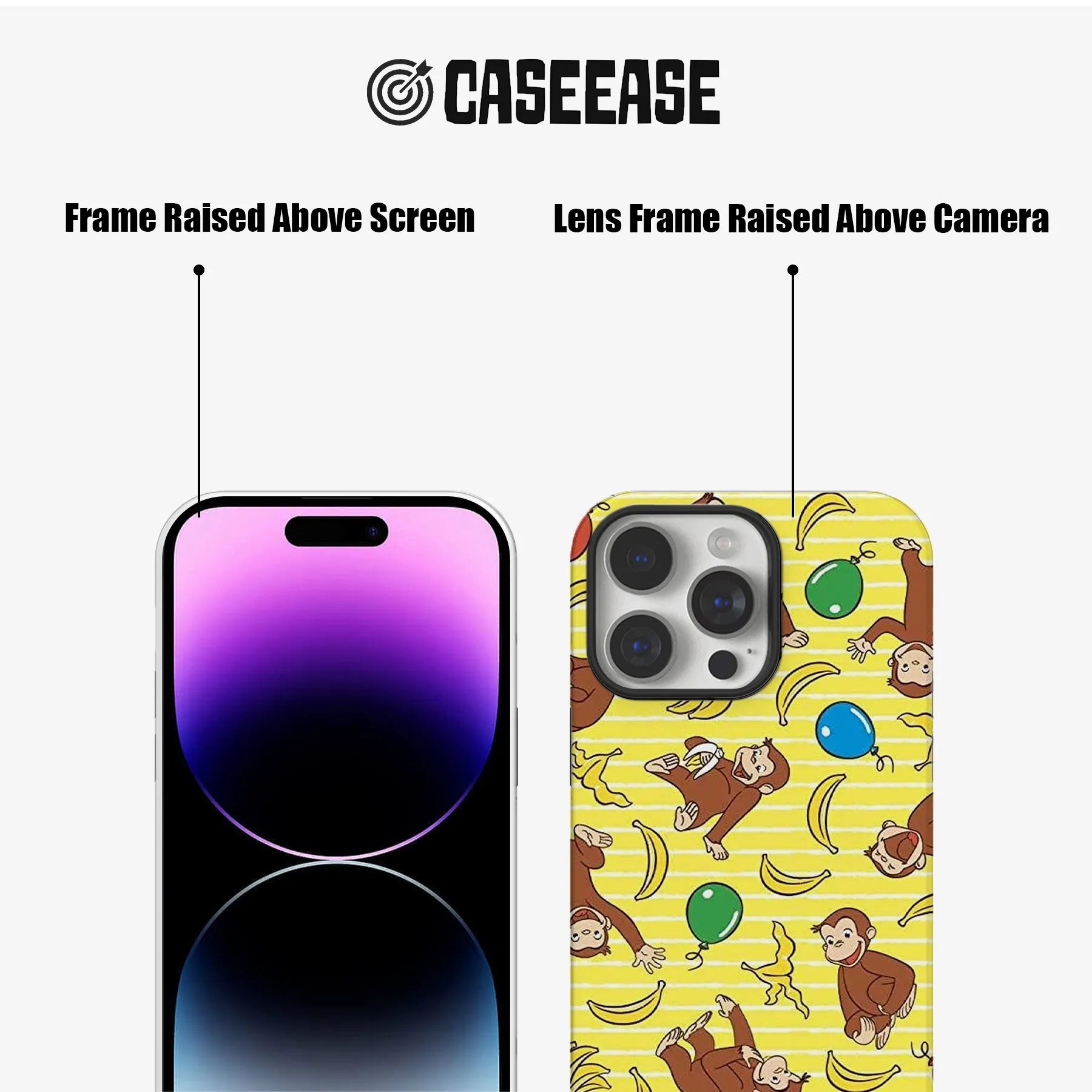 Curious George Banana Pattern Phone Case