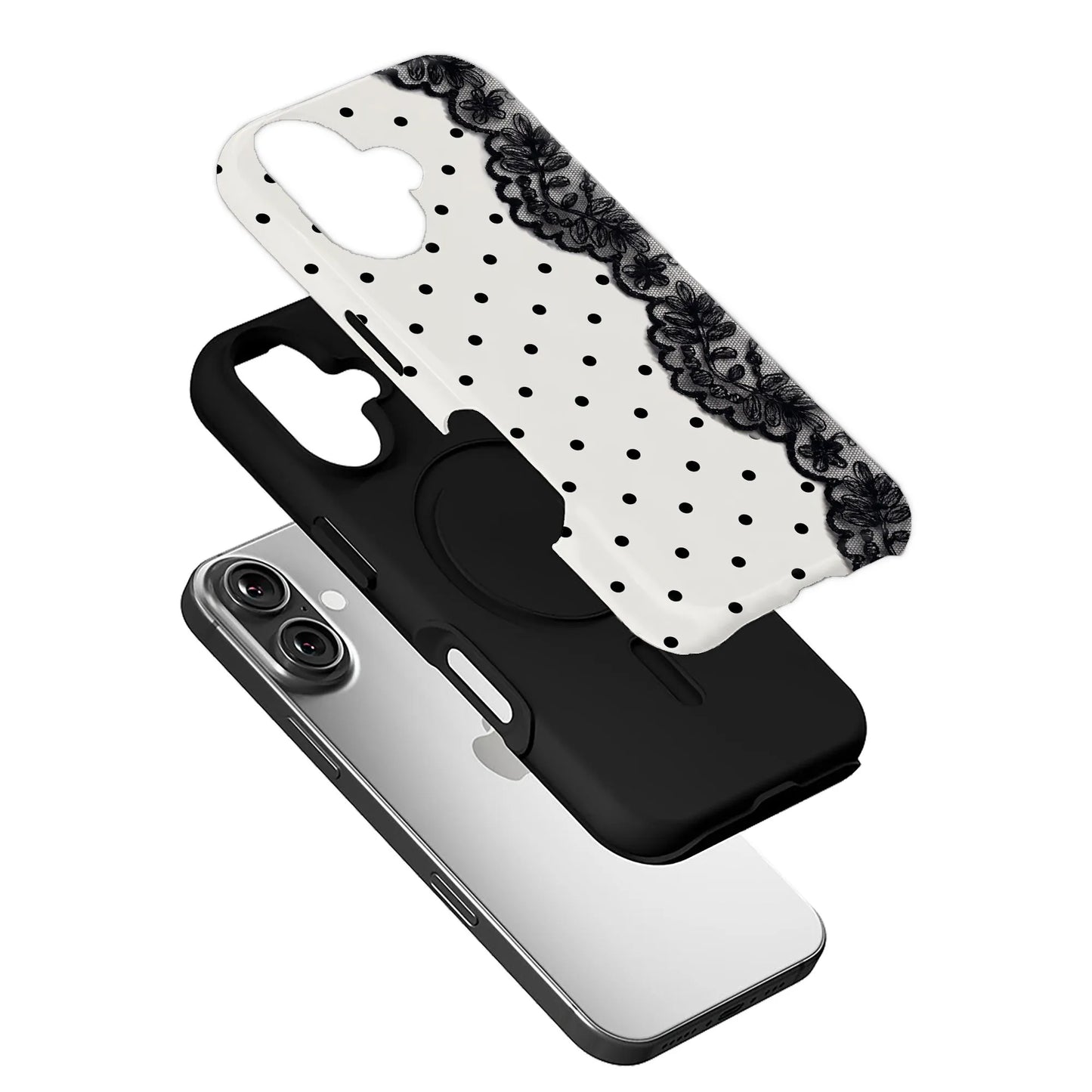 Elegant Polka Dot and Lace Phone Case