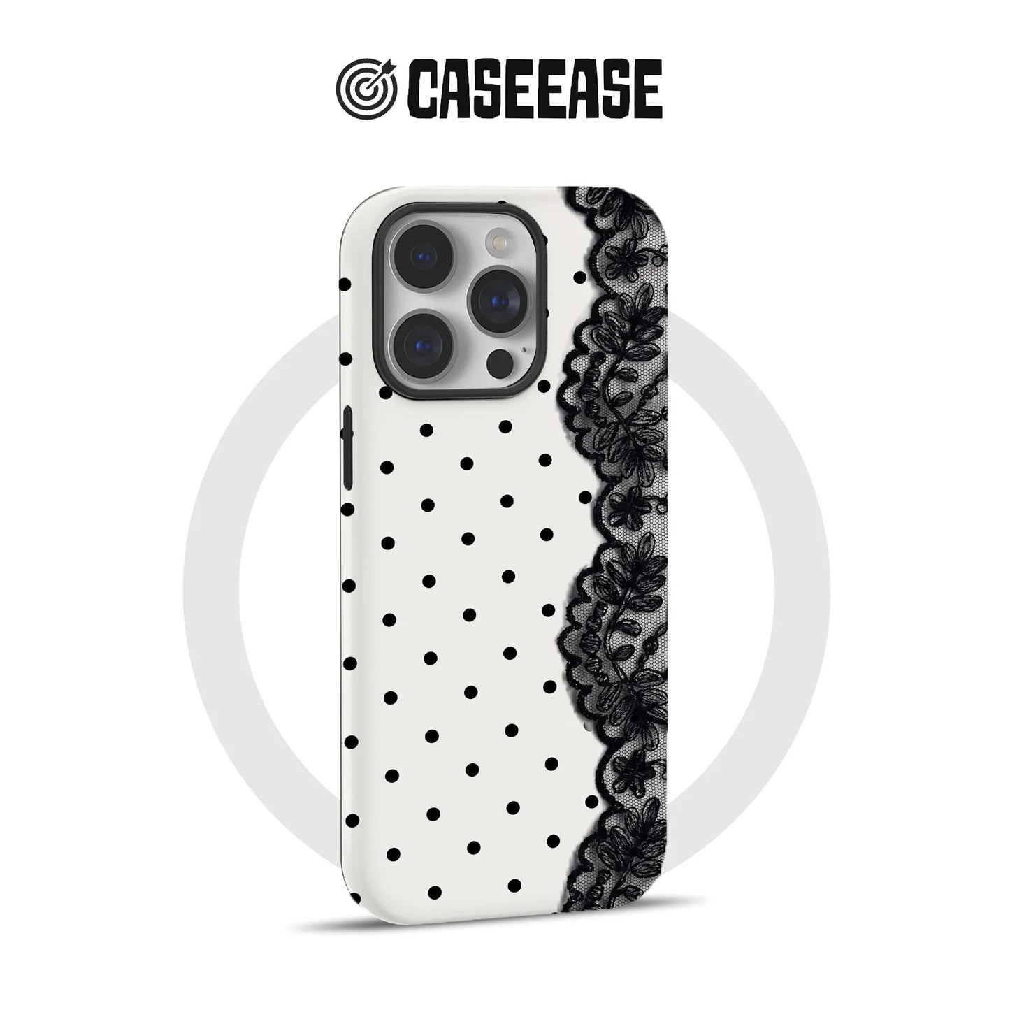 Elegant Polka Dot and Lace Phone Case