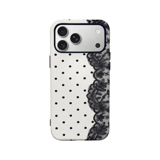 Elegant Polka Dot and Lace Phone Case