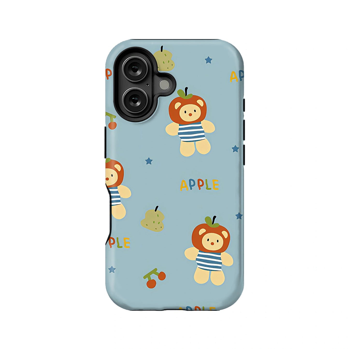 Funda para teléfono con diseño de oso de manzana: adorable diseño de frutas y dibujos animados