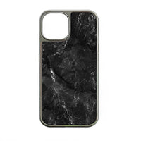 Holographic Chrome iPhone 15 Pro Case - Elegant Black Marble Design