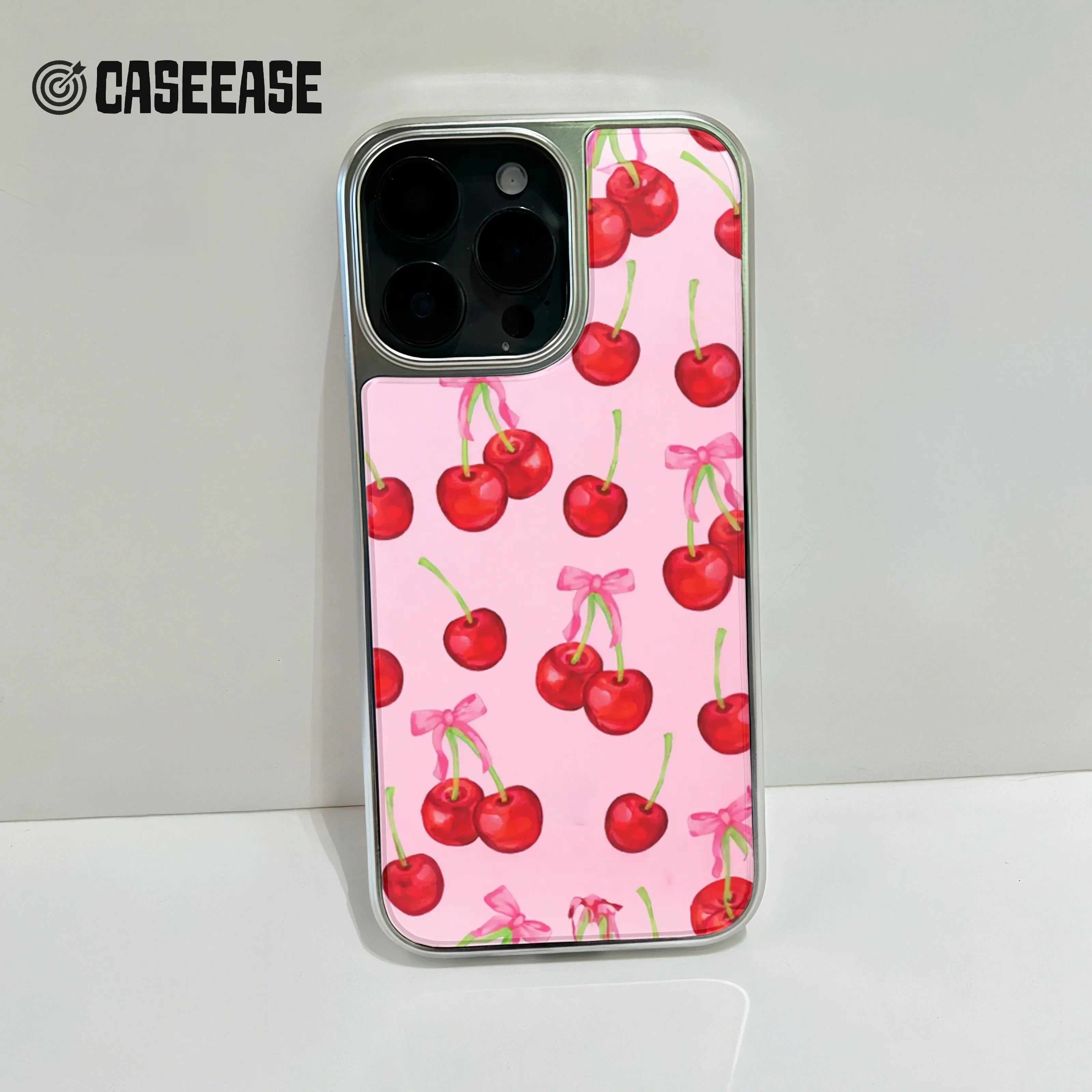 Cherry Blossom Phone Case - Vibrant Cherry Design on Soft Pink Background