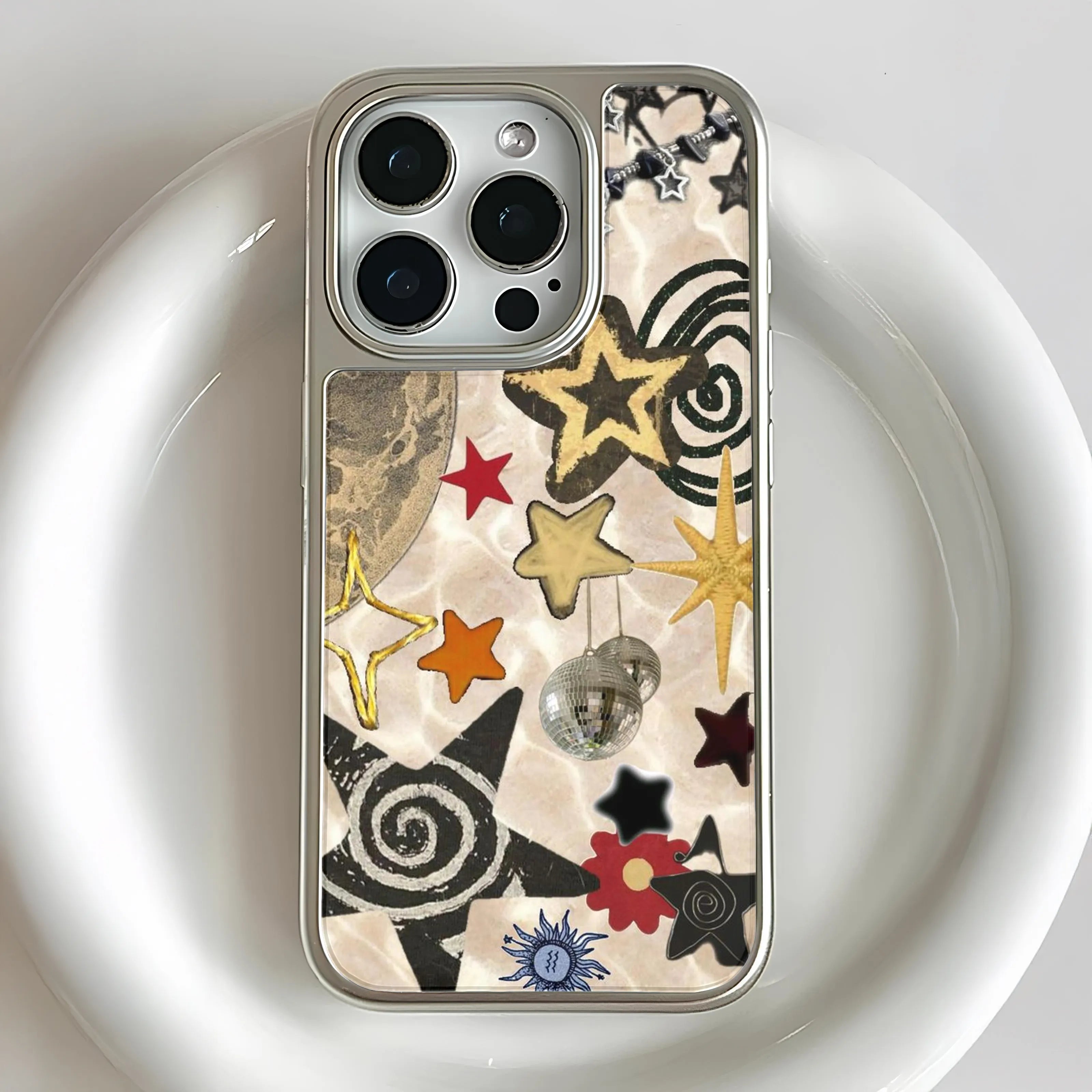 Holographic Chrome Starry Phone Case - Cosmic Adventure Design
