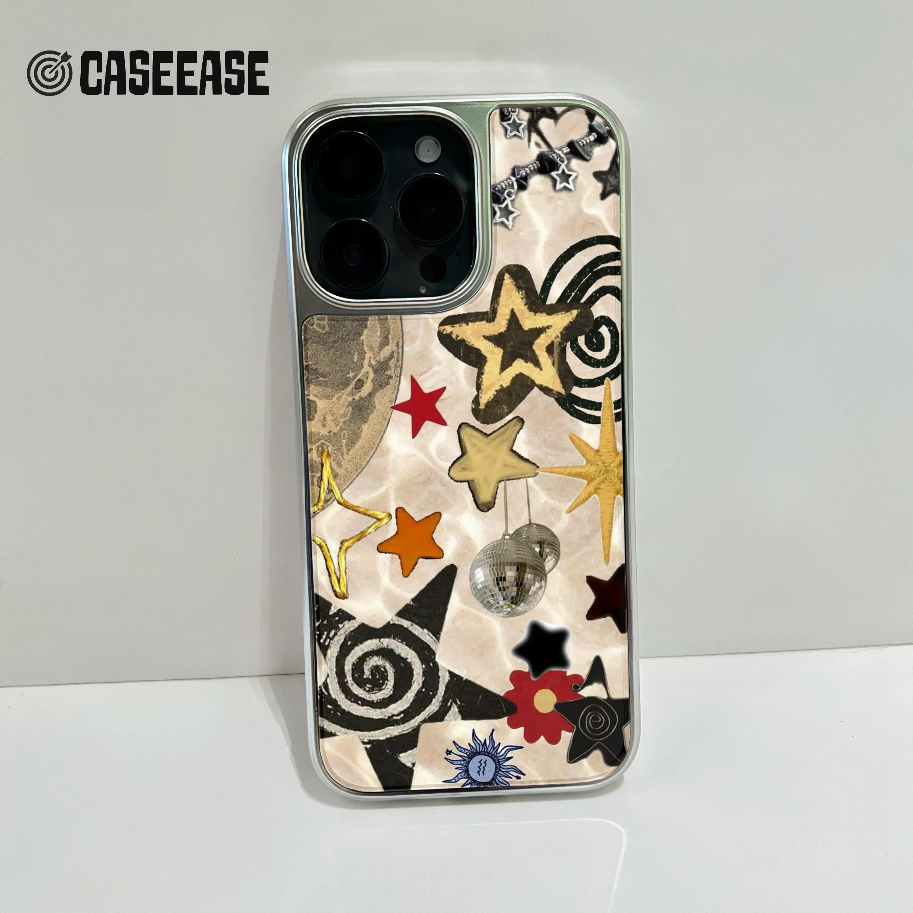 Holographic Chrome Starry Phone Case - Cosmic Adventure Design