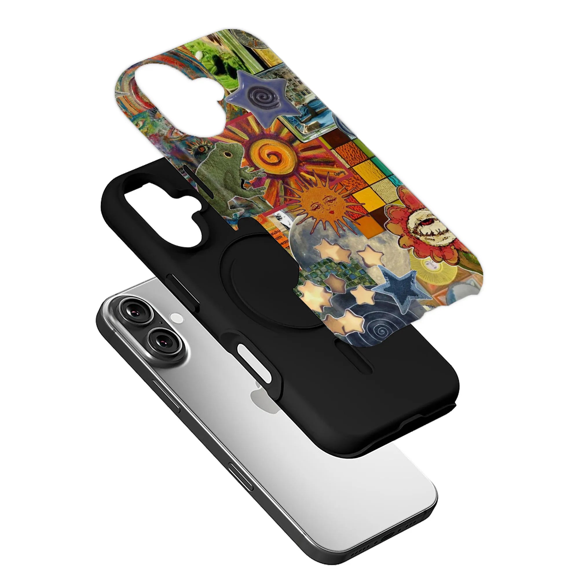 Sun, Stars, and Whimsical creatures Phone Case - Vibrant Design