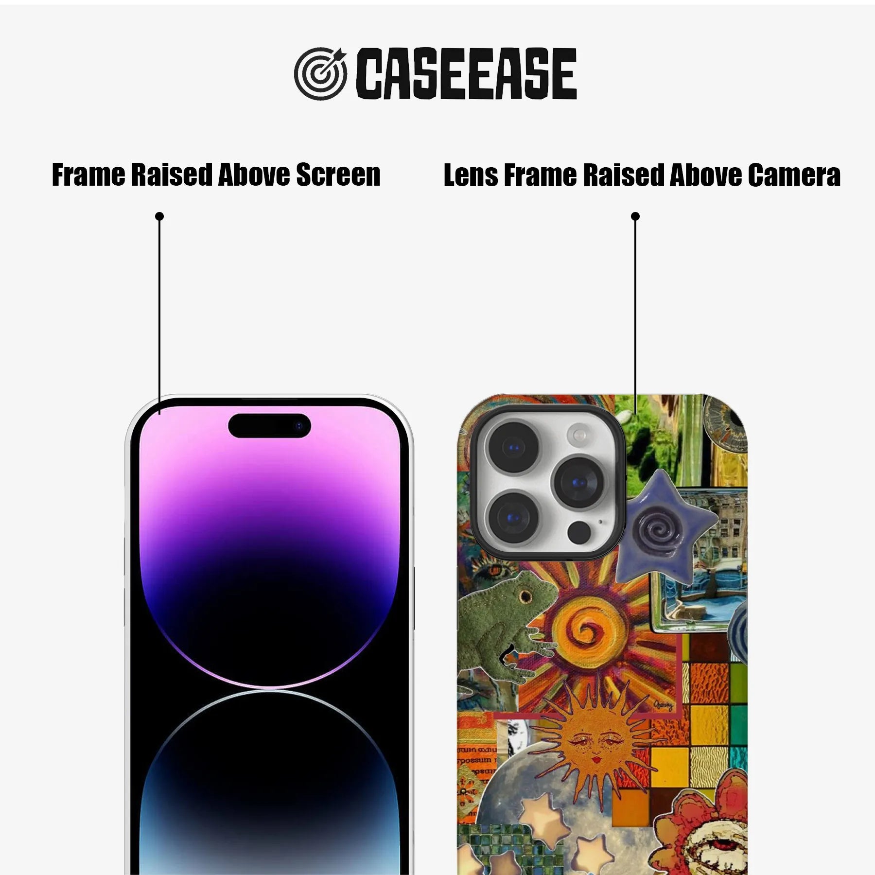 Sun, Stars, and Whimsical creatures Phone Case - Vibrant Design