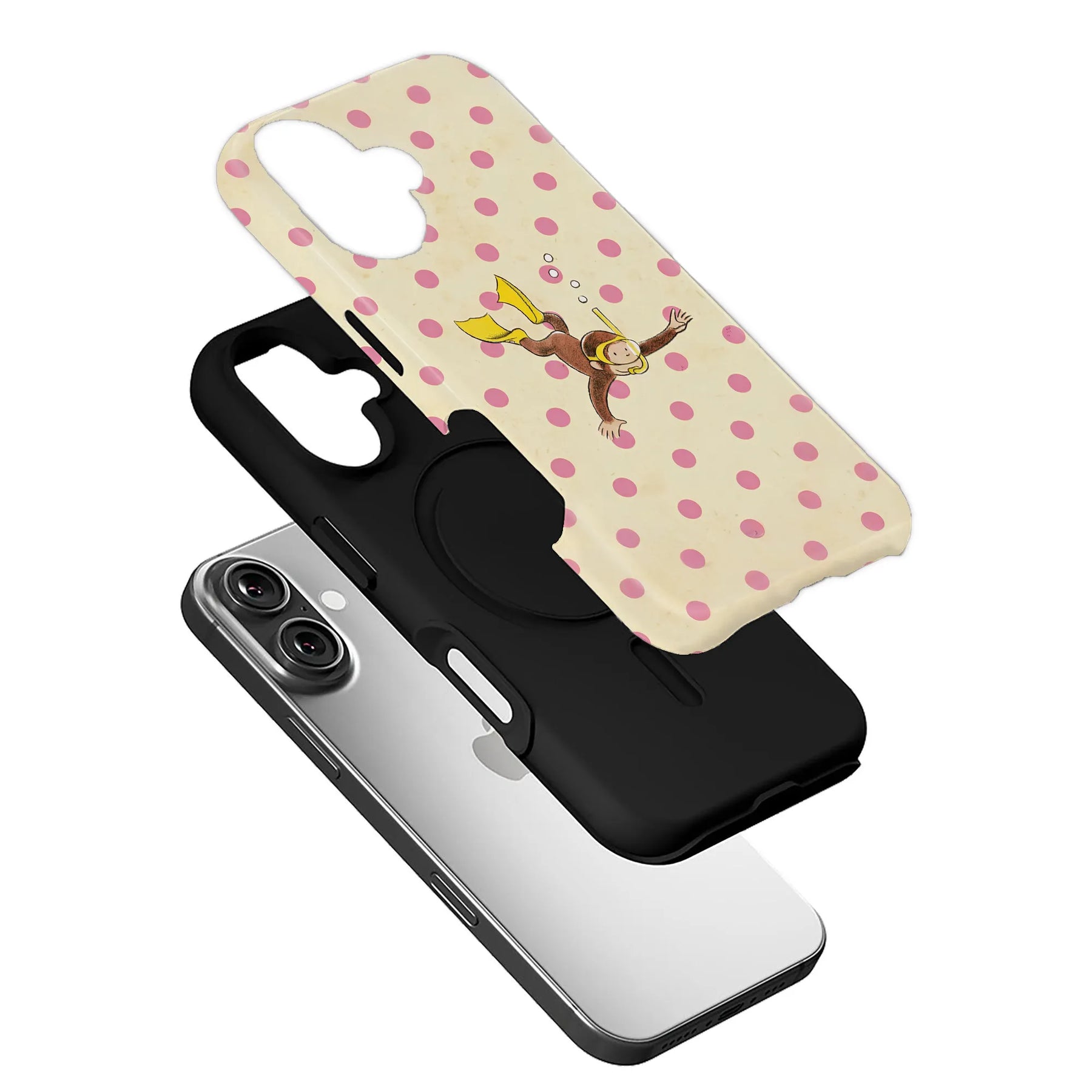 Bonita funda para teléfono con mono buceador