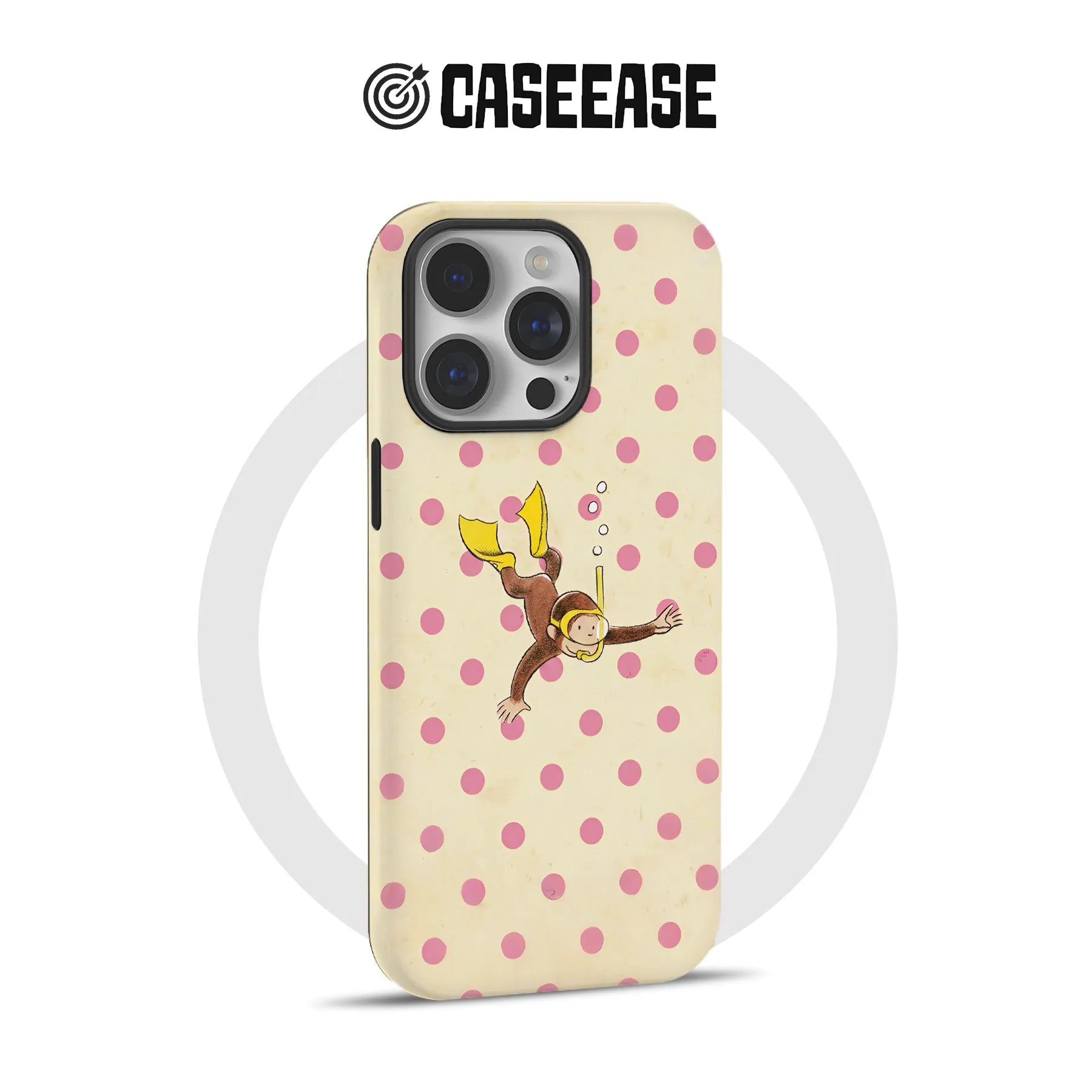 Bonita funda para teléfono con mono buceador