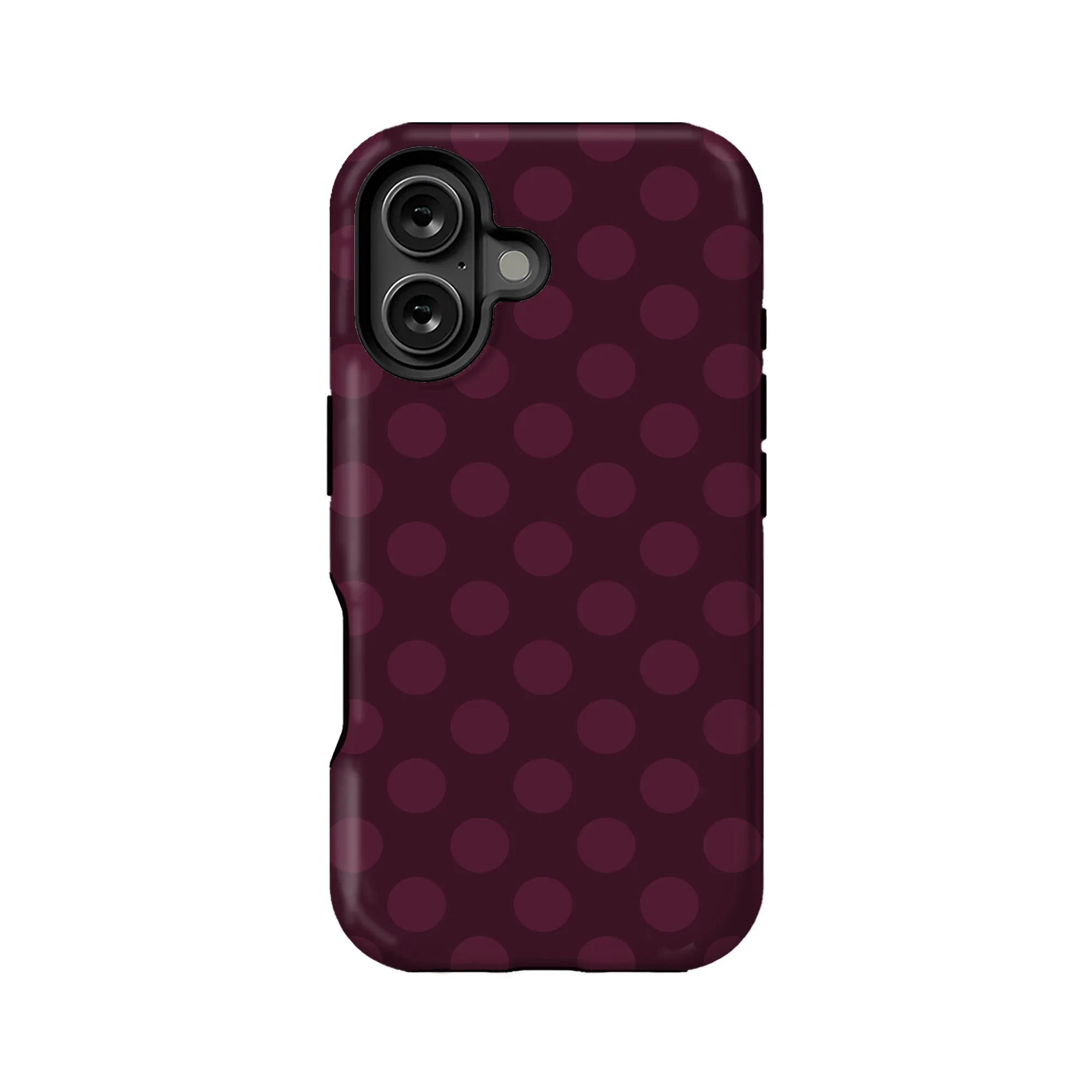 Elegante funda para teléfono con lunares burdeos