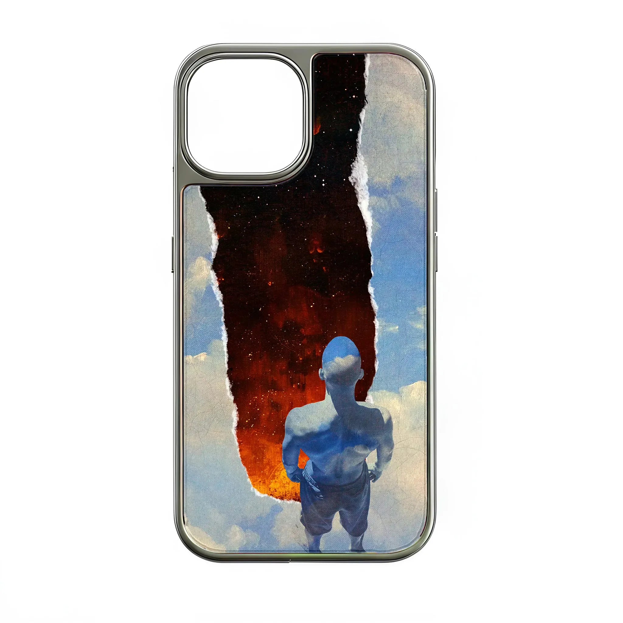 Holographic Chrome Phone Case for iPhone 15 - Cosmic Horizon Design