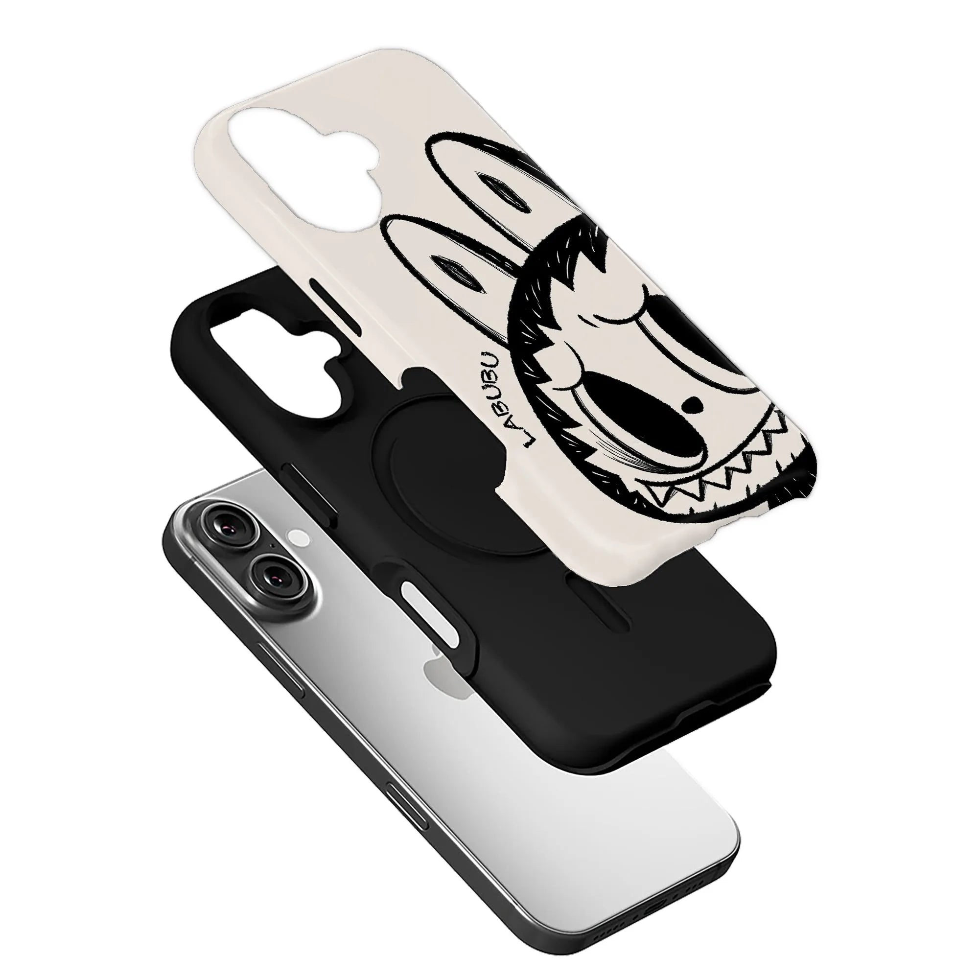 Cartoon Labubu Face Phone Case for iPhone