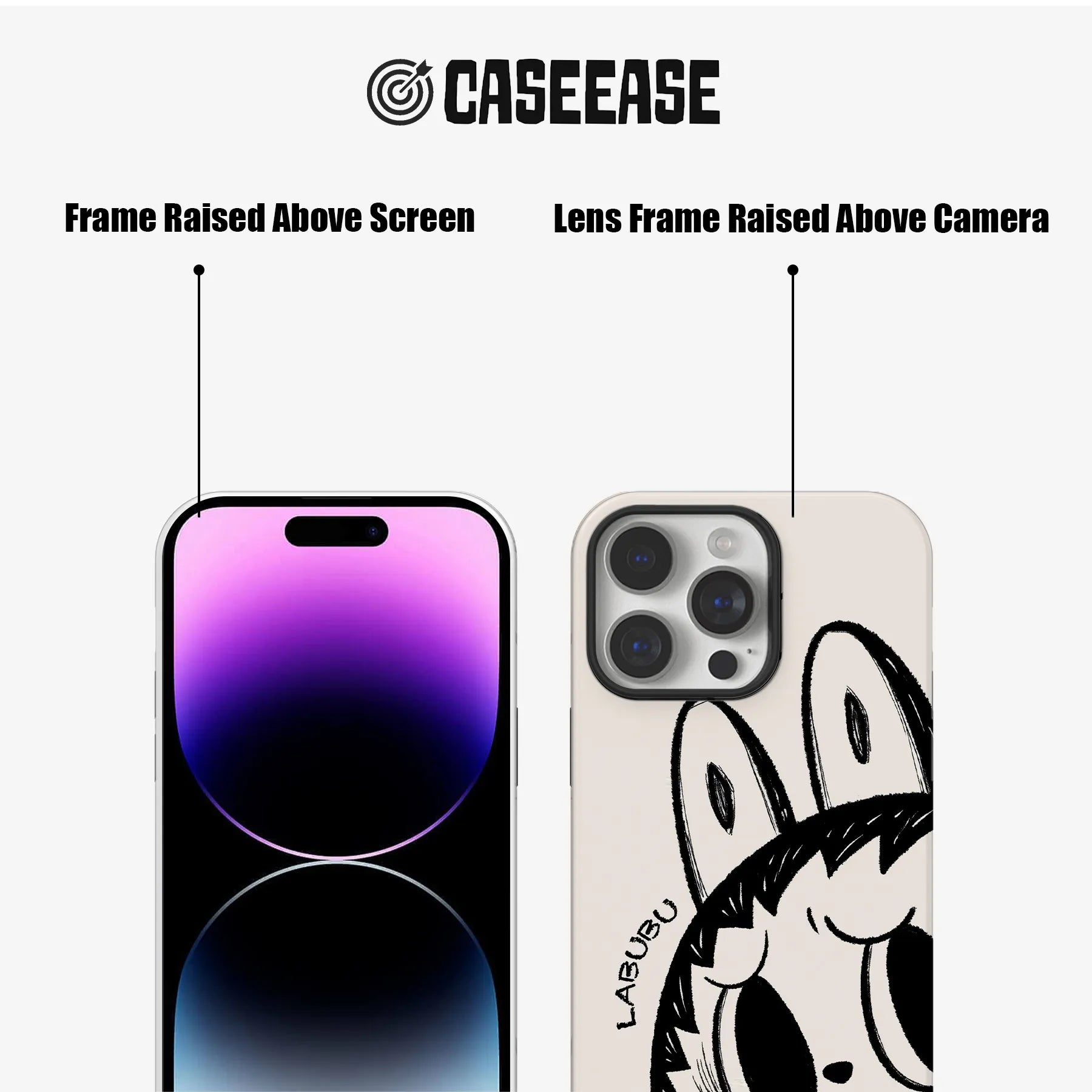 Cartoon Labubu Face Phone Case for iPhone
