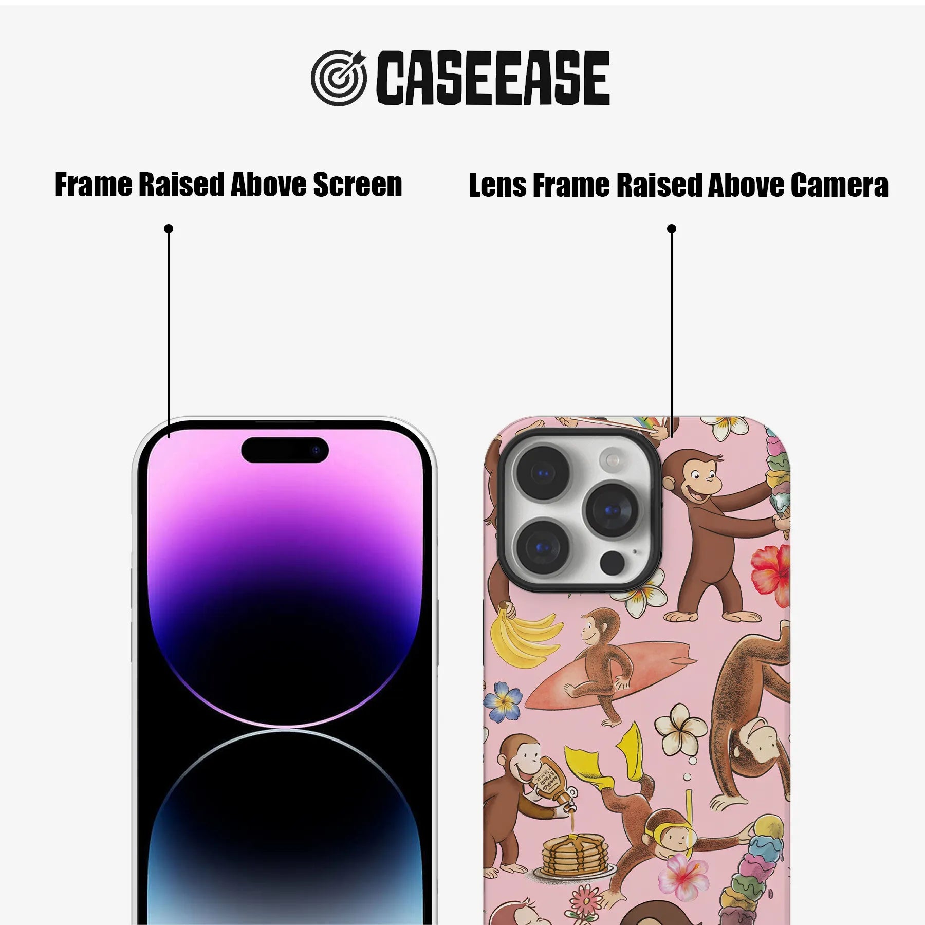 Funda para teléfono colorida de Curious George