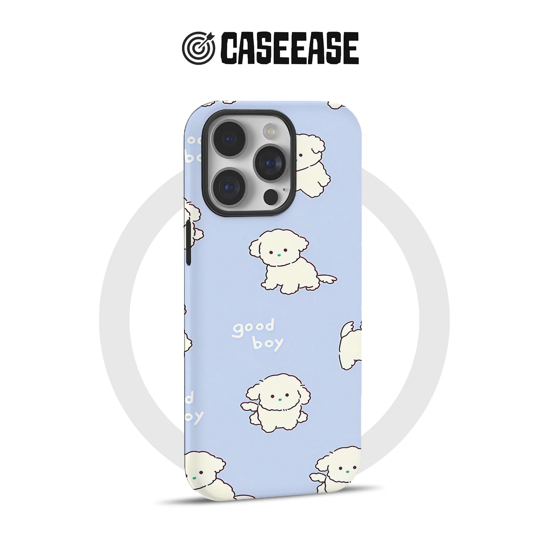 Adorable Puppy Phone Case – "Good Boy" Cartoon Design