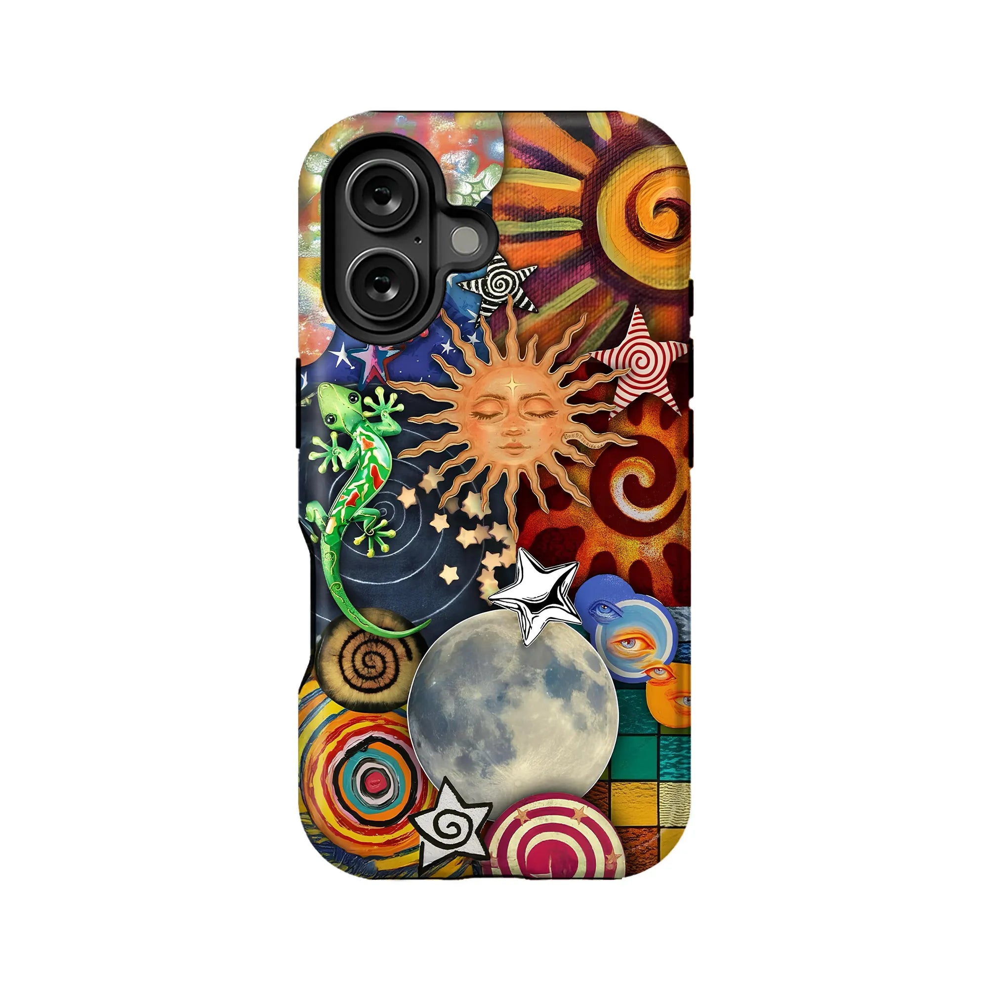 Colorful Cosmic Sun and Lizard Phone Case