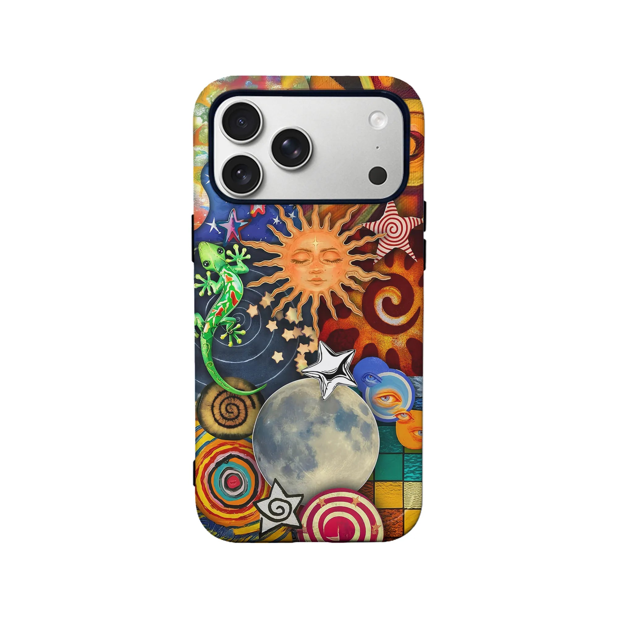 Colorful Cosmic Sun and Lizard Phone Case