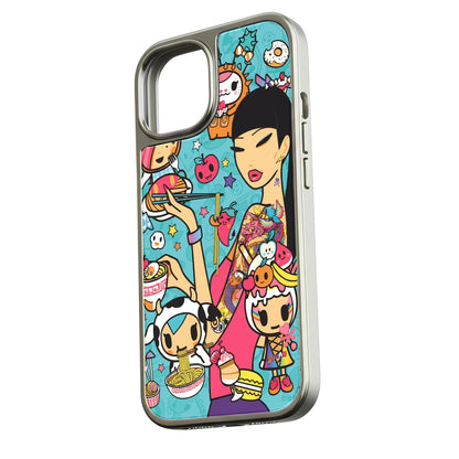 Holographic Chrome Phone Case - Colorful Foodie Design