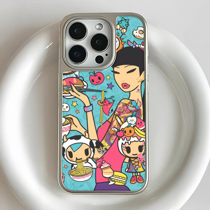 Holographic Chrome Phone Case - Colorful Foodie Design