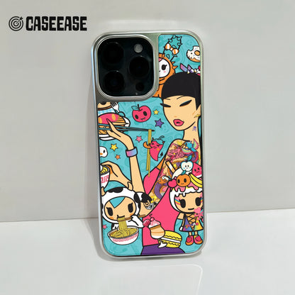 Holographic Chrome Phone Case - Colorful Foodie Design