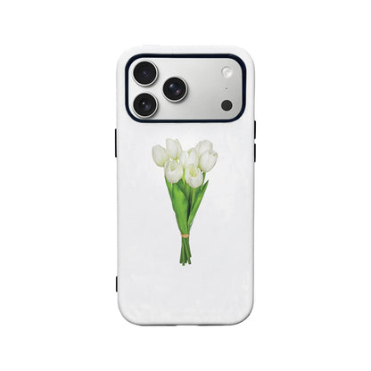 Elegant White Tulip Phone Case – Minimalist Floral Design
