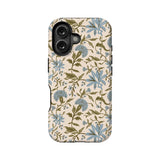 Elegante funda para teléfono con diseño floral vintage: diseño botánico azul y verde