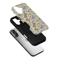 Elegante funda para teléfono con diseño floral vintage: diseño botánico azul y verde