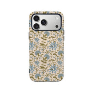 Elegante funda para teléfono con diseño floral vintage: diseño botánico azul y verde
