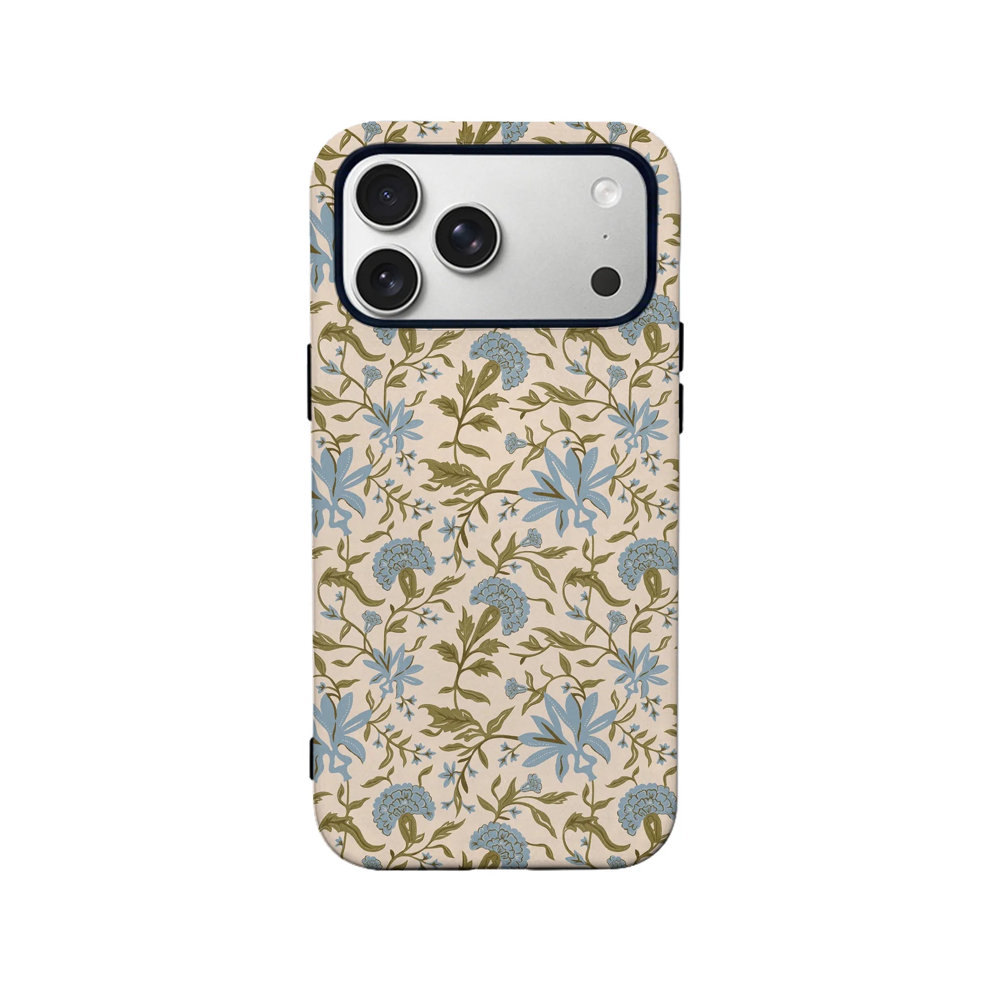 Elegant Vintage Floral Phone Case – Blue and Green Botanical Design