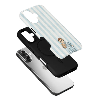 Cute Cartoon Boy Phone Case with Teddy Bear
