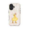 Cute Duckling Phone Case with Pink Stripes