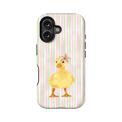 Cute Duckling Phone Case with Pink Stripes