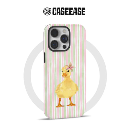 Cute Duckling Phone Case with Pink Stripes