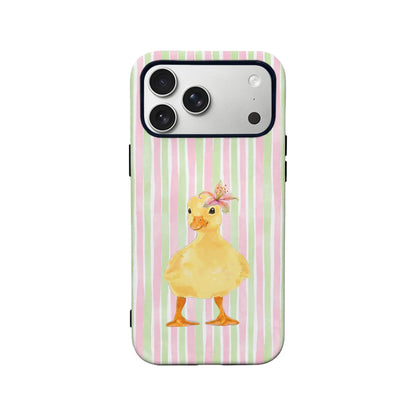 Cute Duckling Phone Case with Pink Stripes