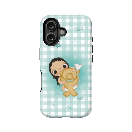 Cute Girl with Teddy Bear Phone Case