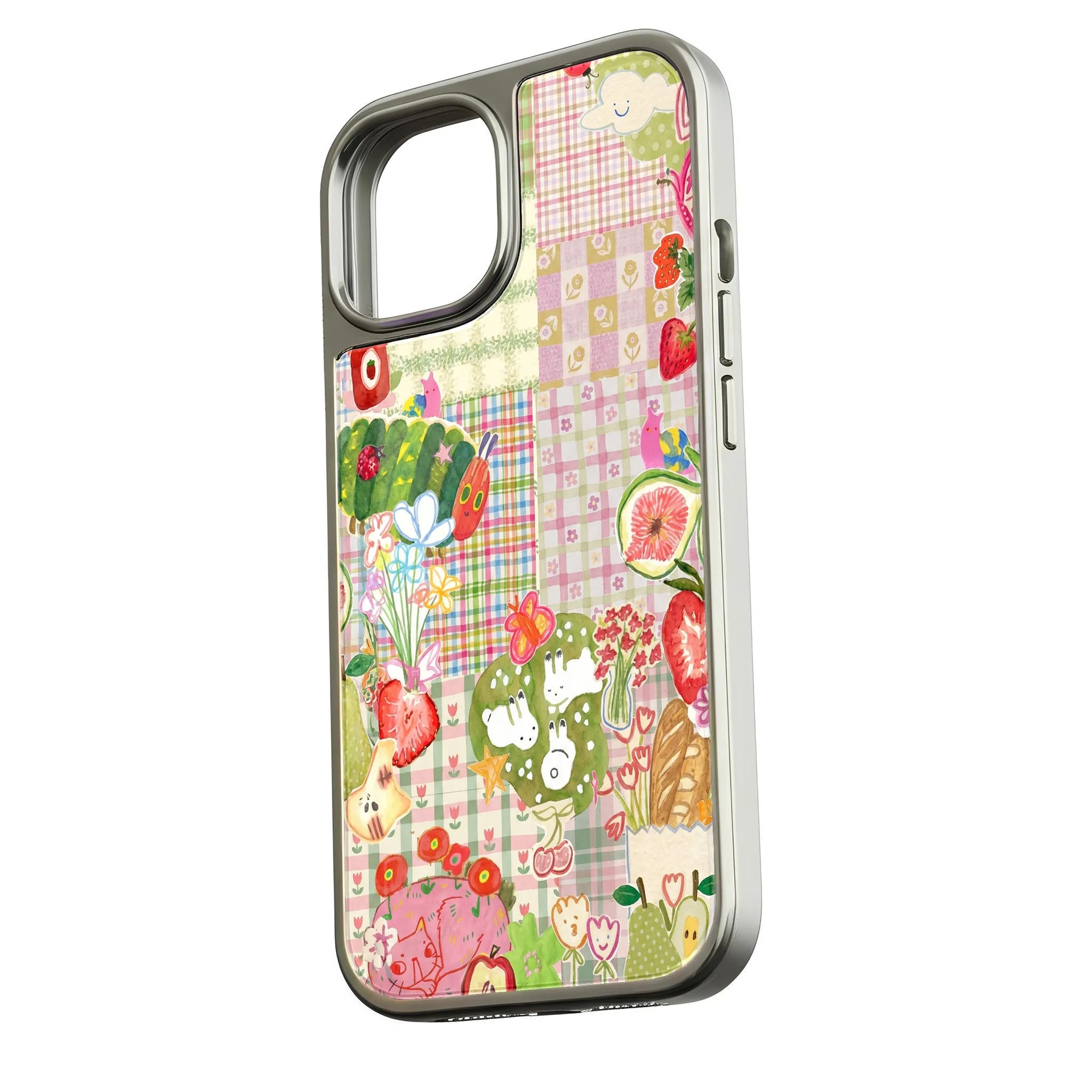 Funda holográfica cromada para teléfono - Diseño de jardín caprichoso