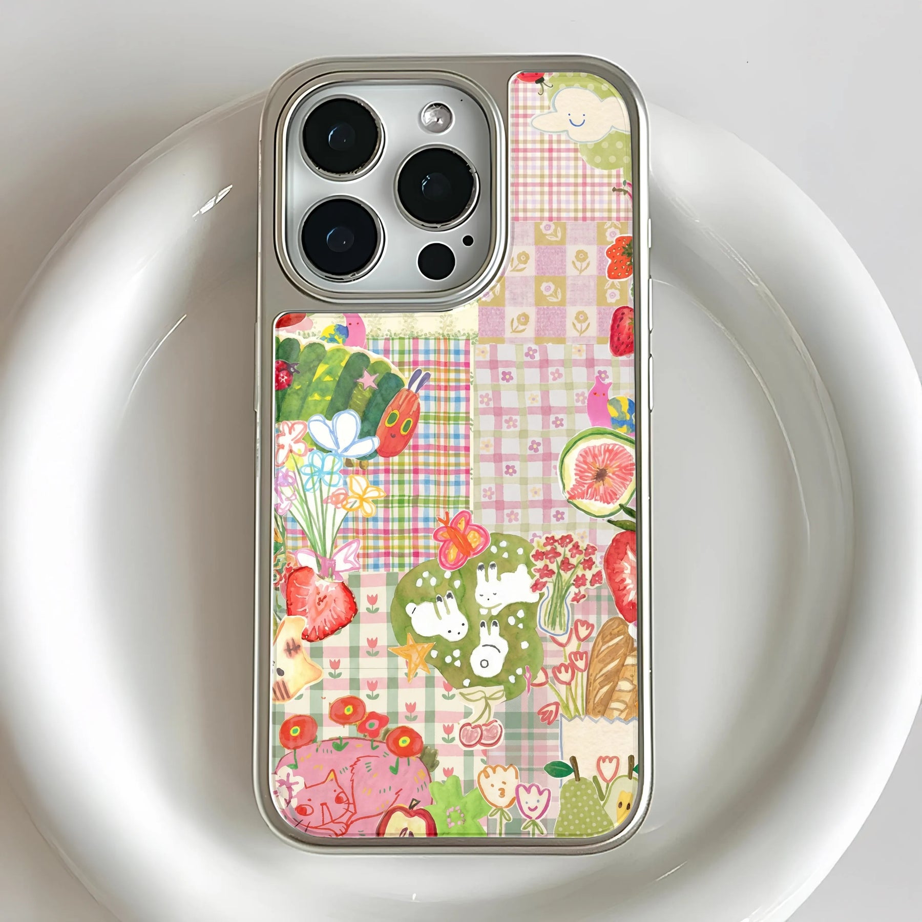 Funda holográfica cromada para teléfono - Diseño de jardín caprichoso